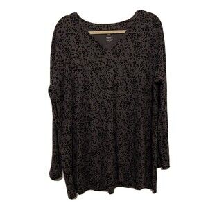 J. Jill Womens Size Large Multicolor Print Simply Supima V-Neck Tunic Top